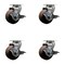 Service Caster 4'' High Temp Glass Filled Nylon Swivel Caster Set w/Roller Bearing and Brake, 4PK SCC-20S420-GFNRHT-TLB-4 - alternate 1